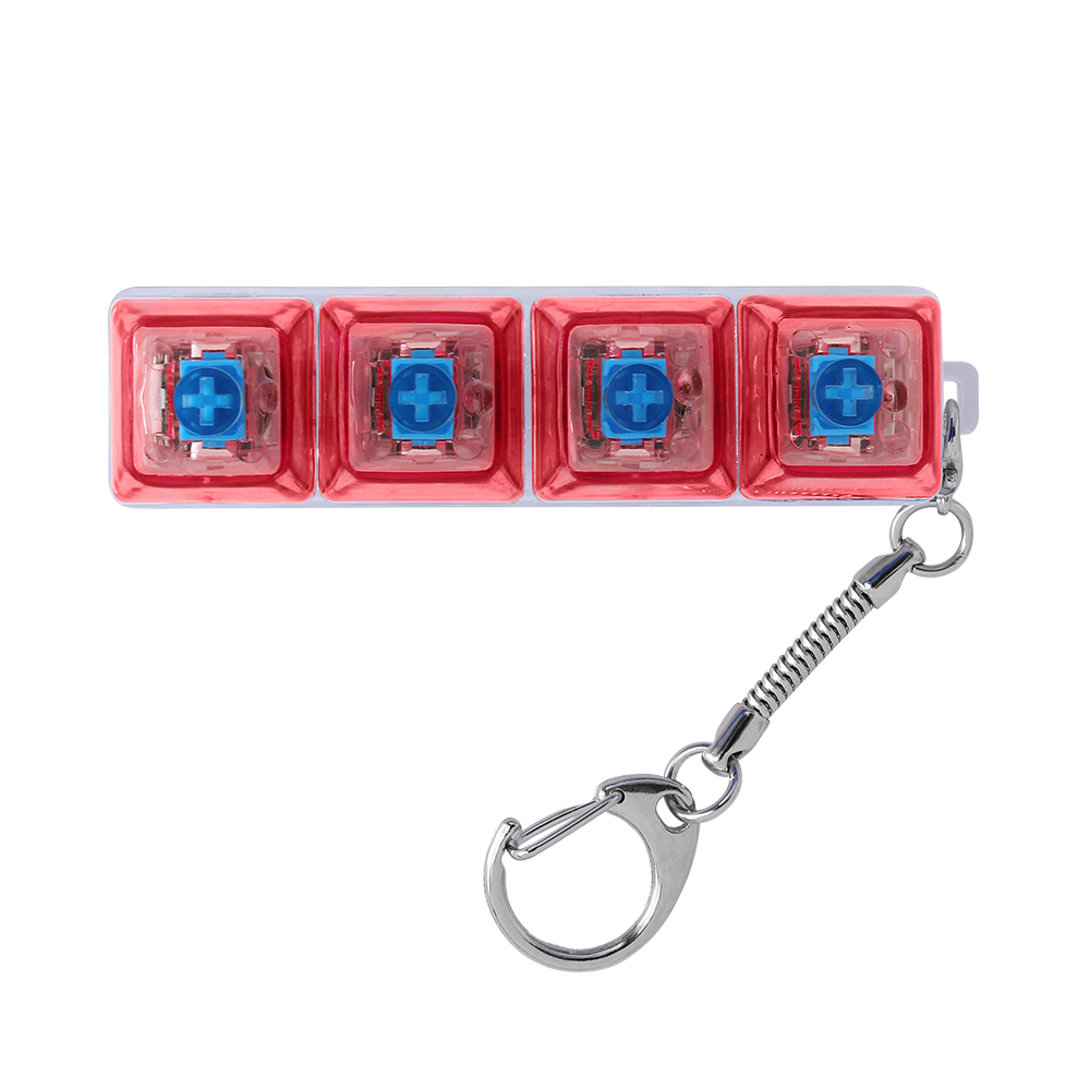 Light-Up Keyboard Keychain Fidget Toy - 4 Keys, Transparent - OGGT0021-#b72934-3.jpg