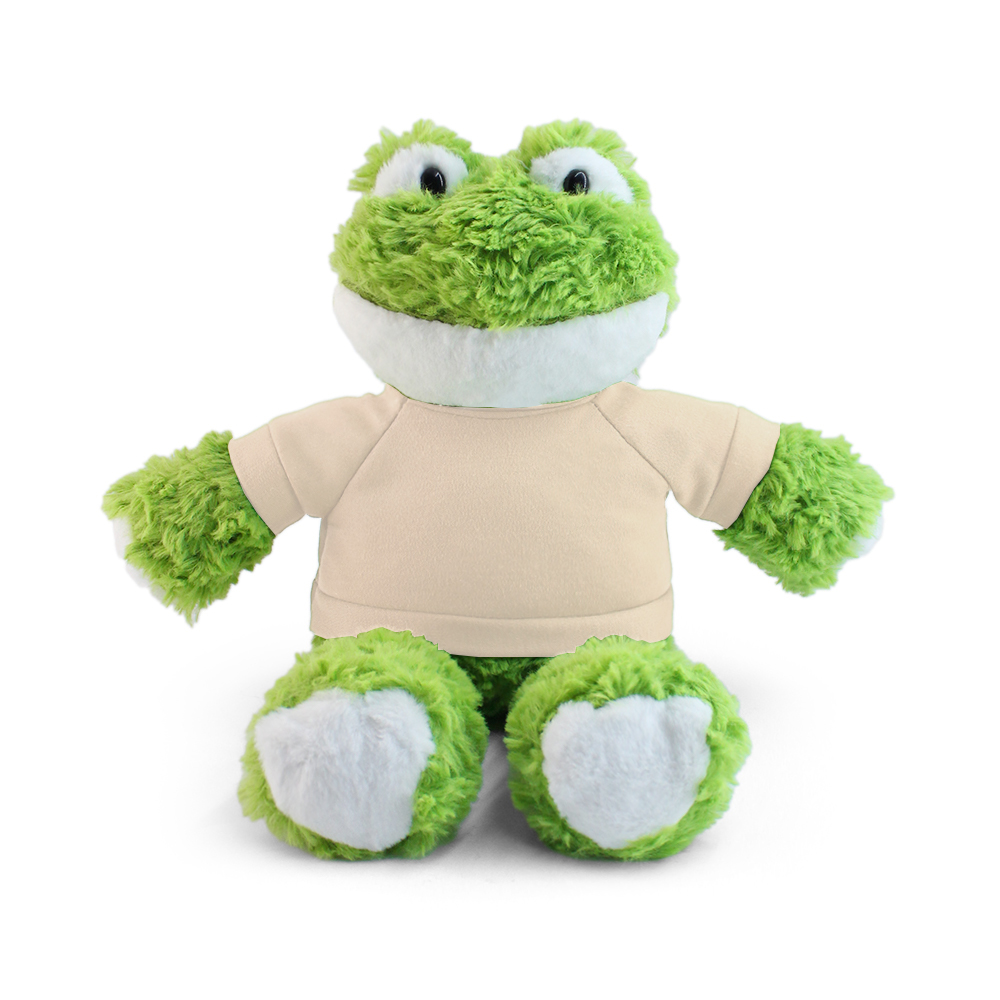 15" Fleece Friends Plush Toy - Frog with Custom Shirt - OGGP0013-#F5E2CC-3.jpg