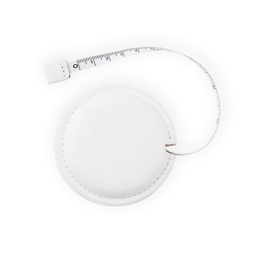 Mini Vegan Leather Round Retractable Tape Measure - 60" - OGOS0004-#FAF9F9-1.jpg