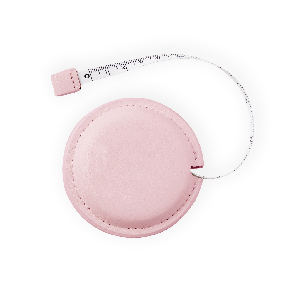 Mini Vegan Leather Round Retractable Tape Measure - 60" - OGOS0004-#EDCFCE-3.jpg