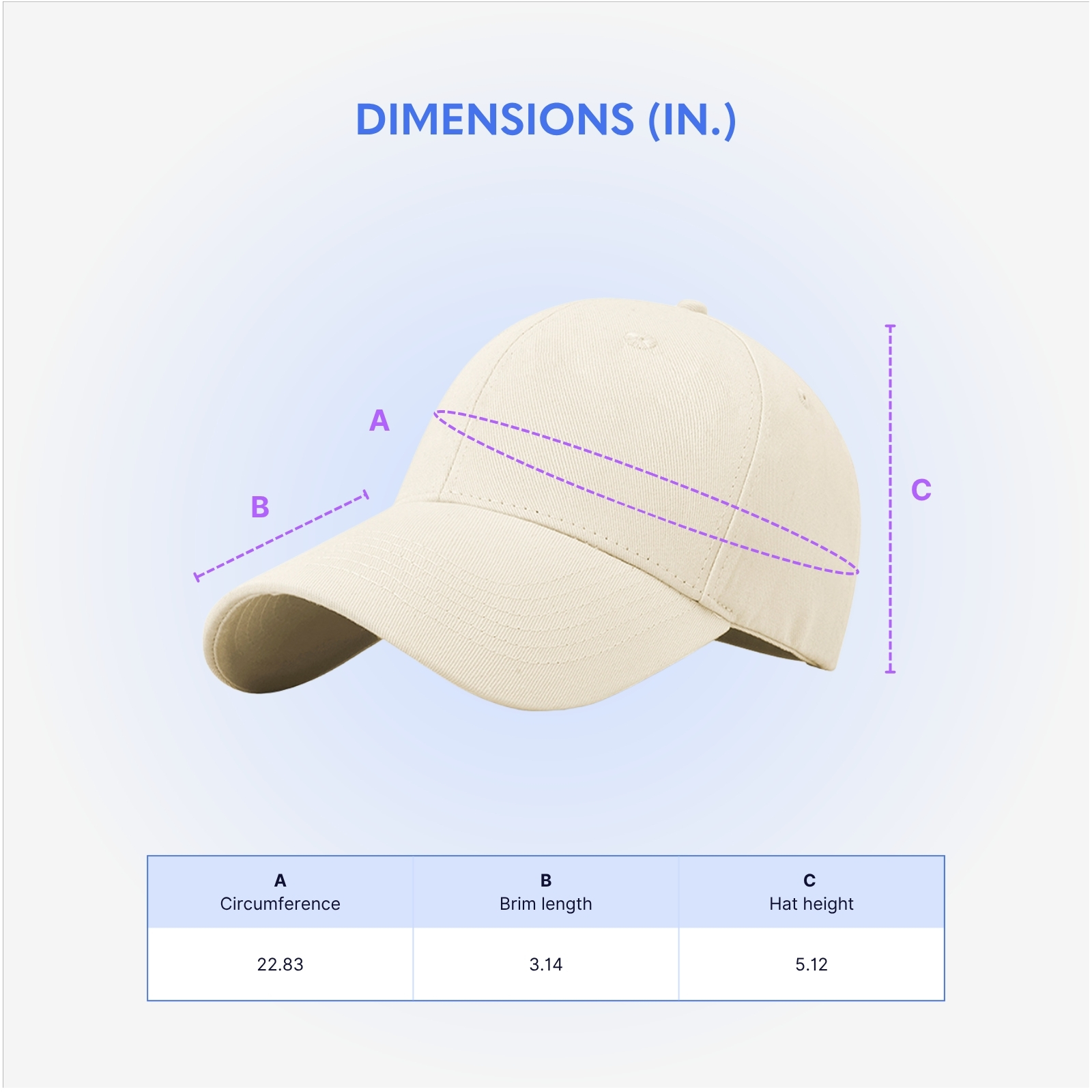 Classic 5-Panel Structured Baseball Cap - 100% Cotton - AAAH0019-Dimensions.jpg