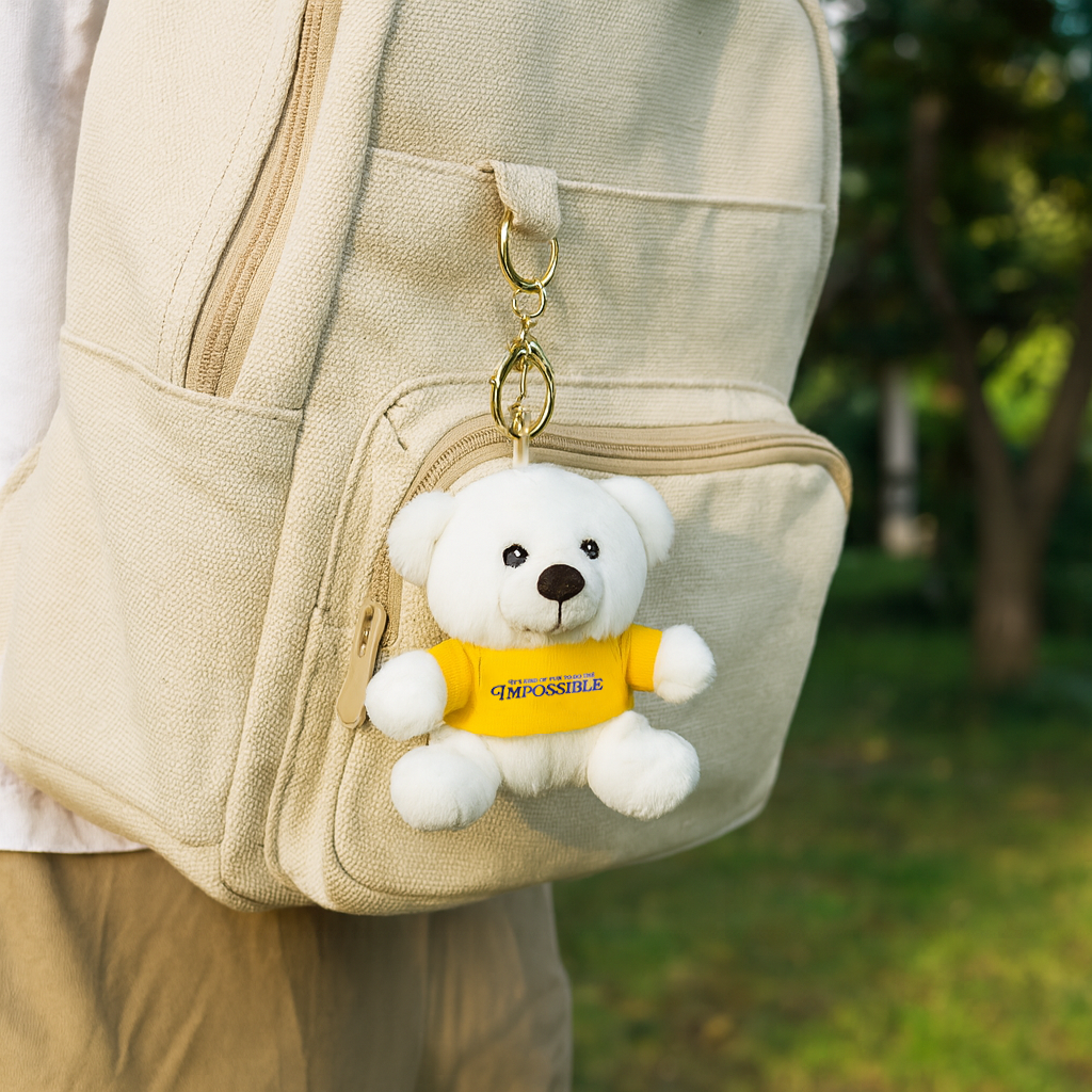 White Teddy Bear Keychain with Custom Shirt - White Teddy Bear Keychain with Custom Shirt.png