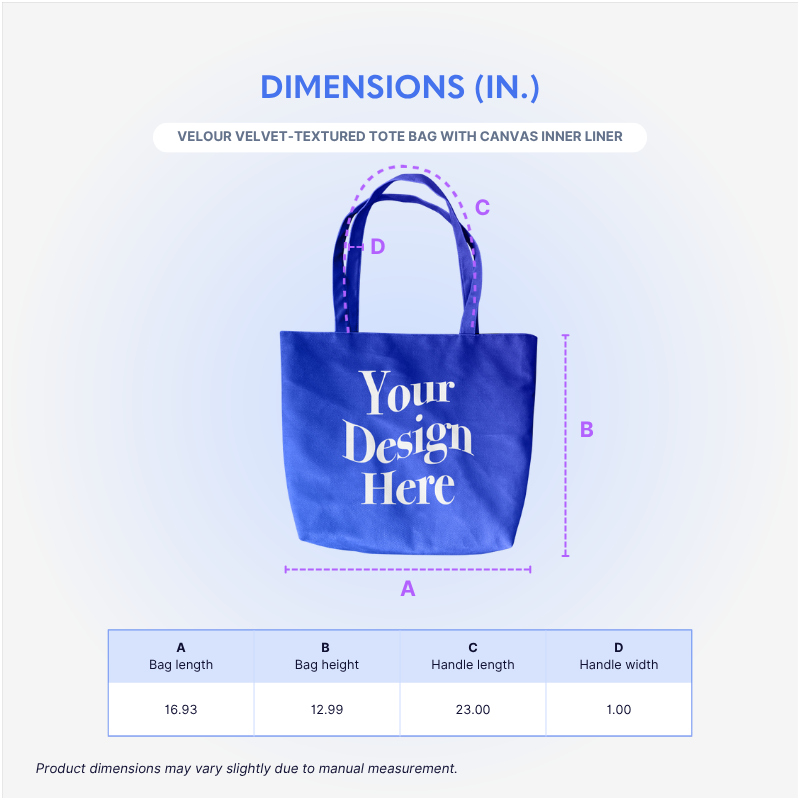 Velour Velvet-Textured Tote Bag with Canvas Liner - AABT0004-Dimensions.png