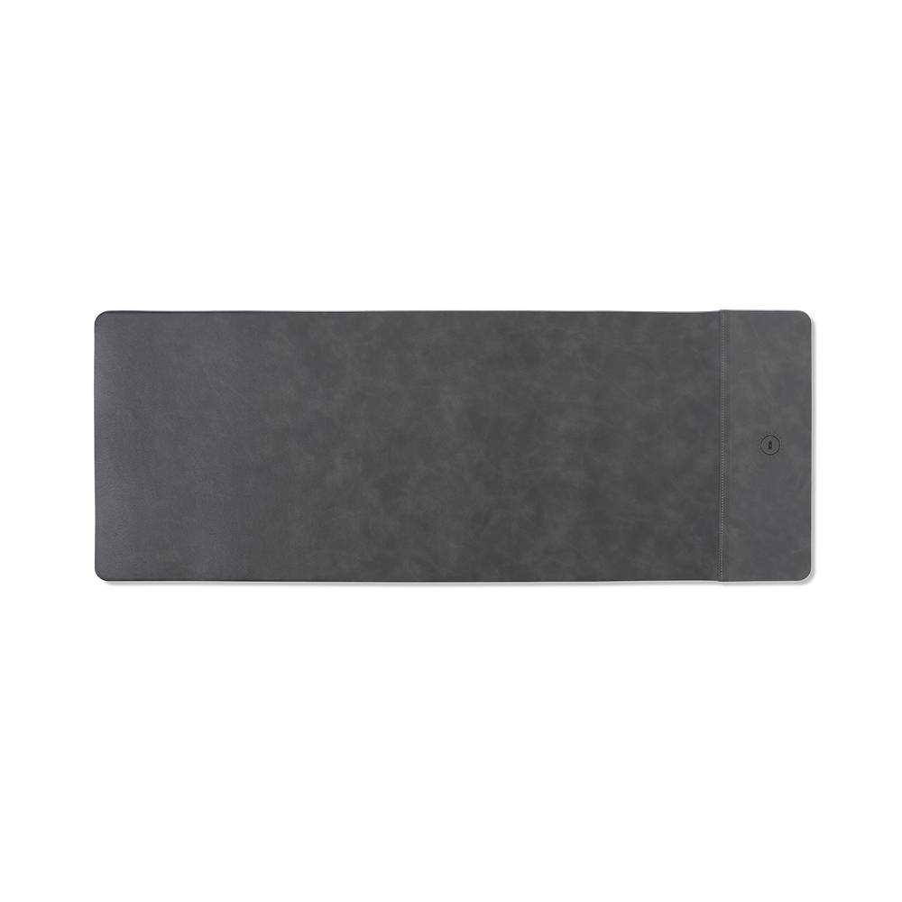 Wireless Charging Faux Leather Desk Mat (12 x 31") - OGOD0005-#666666-2.jpg