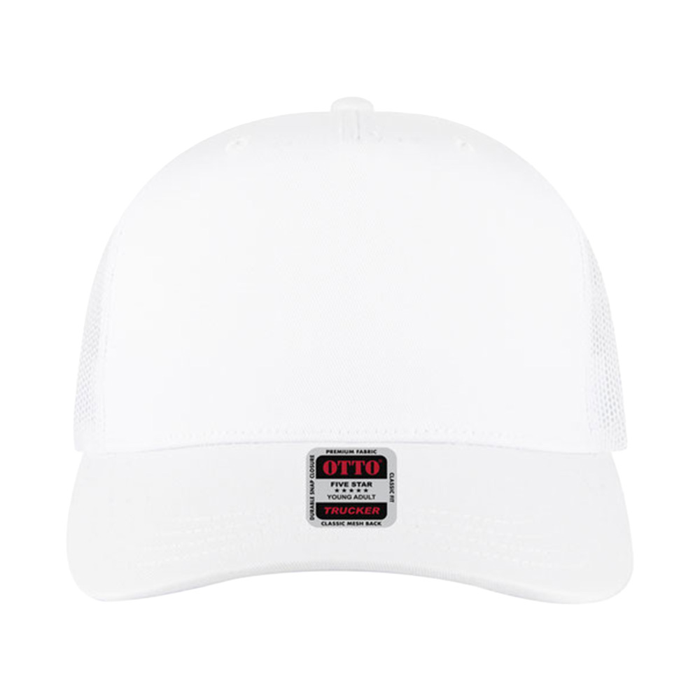 OTTO CAP® Trucker Hat with Mesh Back - Cotton Blend - AAAH0028-#FFFFFF-2.jpg