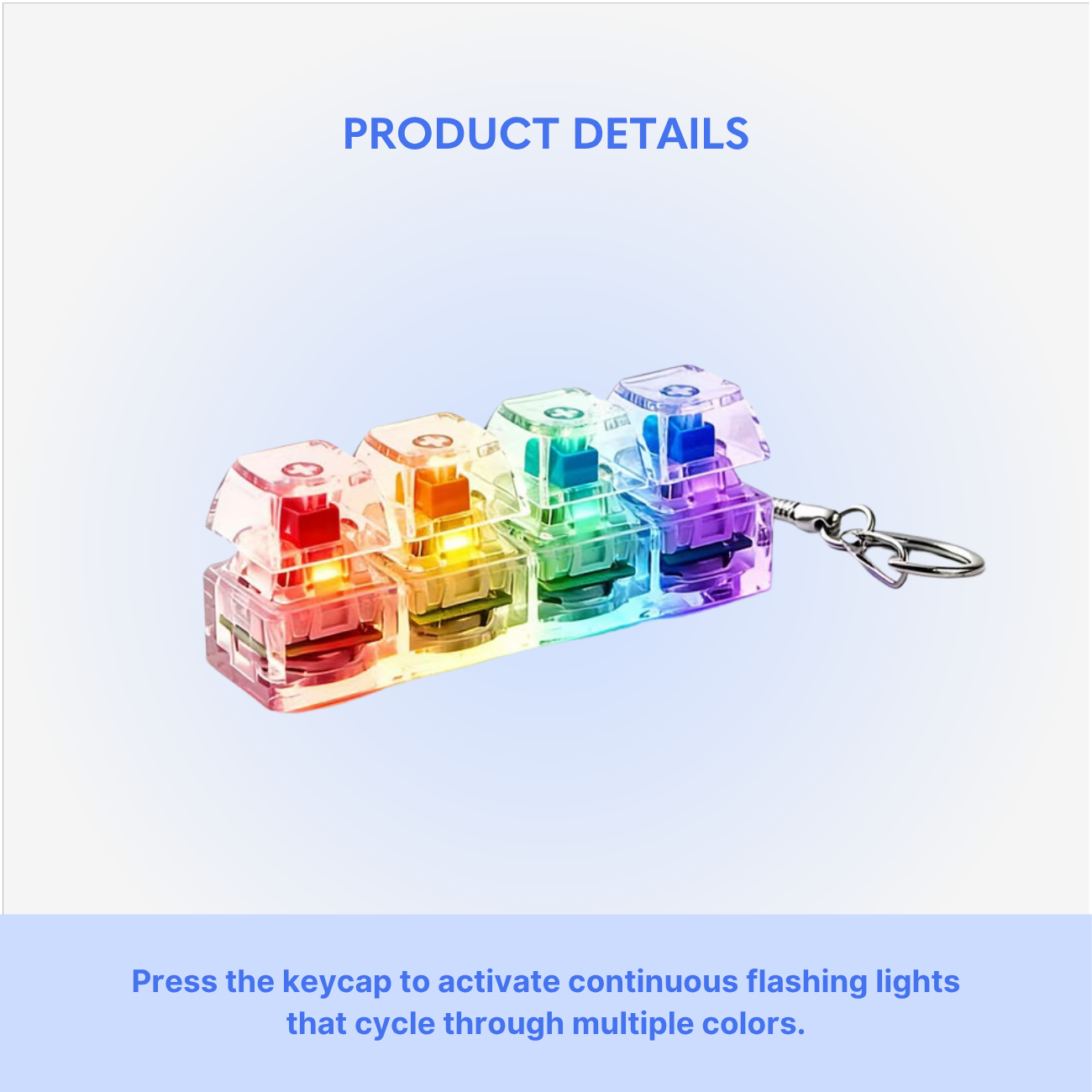 Light-Up Keyboard Keychain Fidget Toy - 4 Keys, Transparent - Wayo Product Image