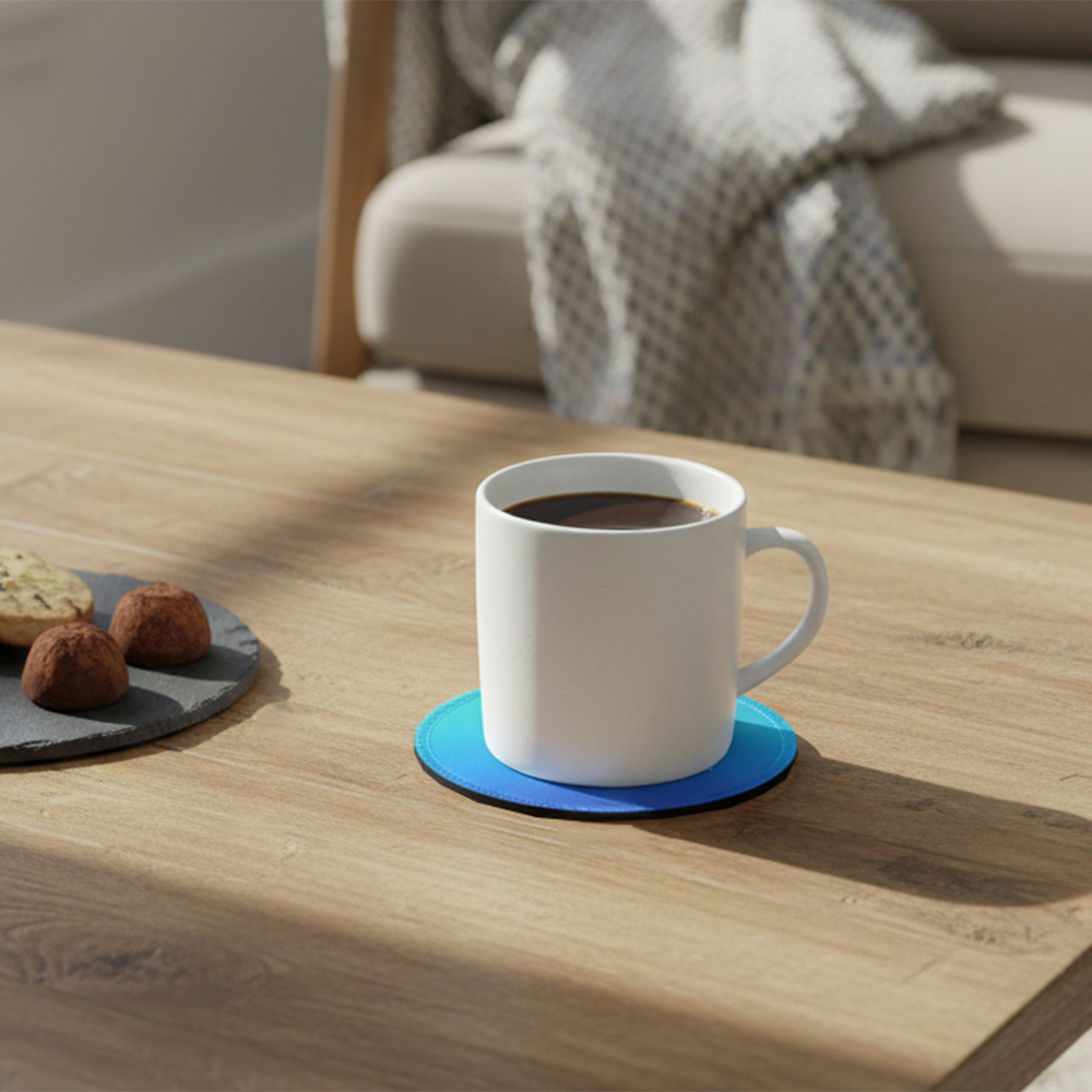 3.9" Fabric-Top Rubber Coaster - Round - HLTK0009-Wayo Sample-Scene-2.jpg