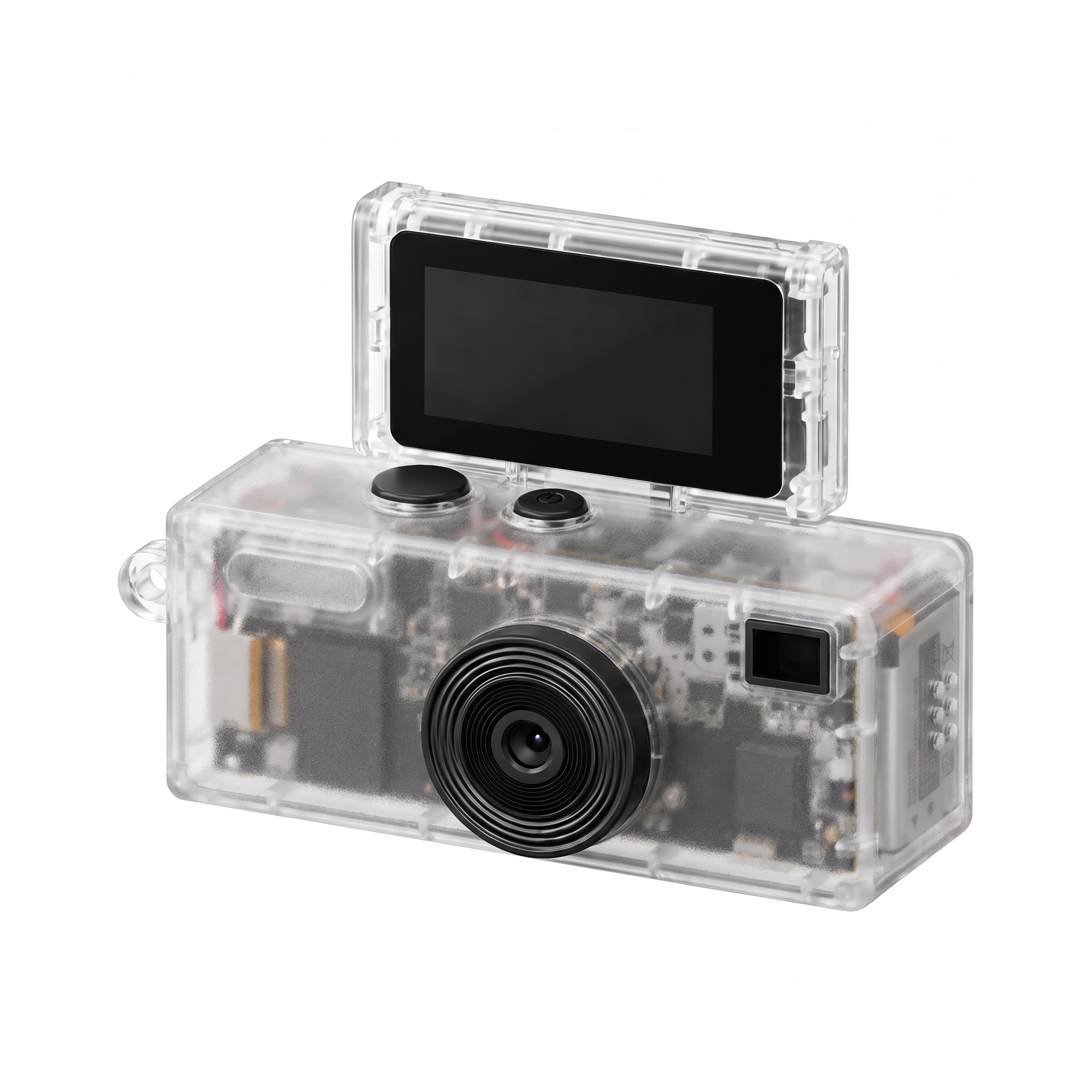 Mini Digital Camera Keychain with Flip-Up Screen - TETF0009-#e2e2e2-8.jpg