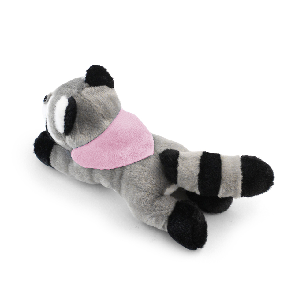 8.6“ Laying Down Plush Toy - Raccoon with Custom Bandana - OGGP0021-#FDC9D9-14.jpg