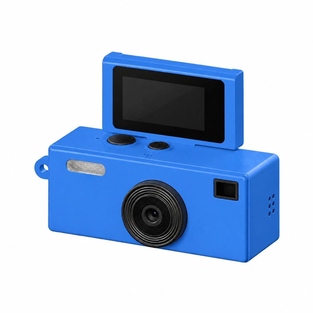 Mini Digital Camera Keychain with Flip-Up Screen - TETF0009-#307fe2-6.png