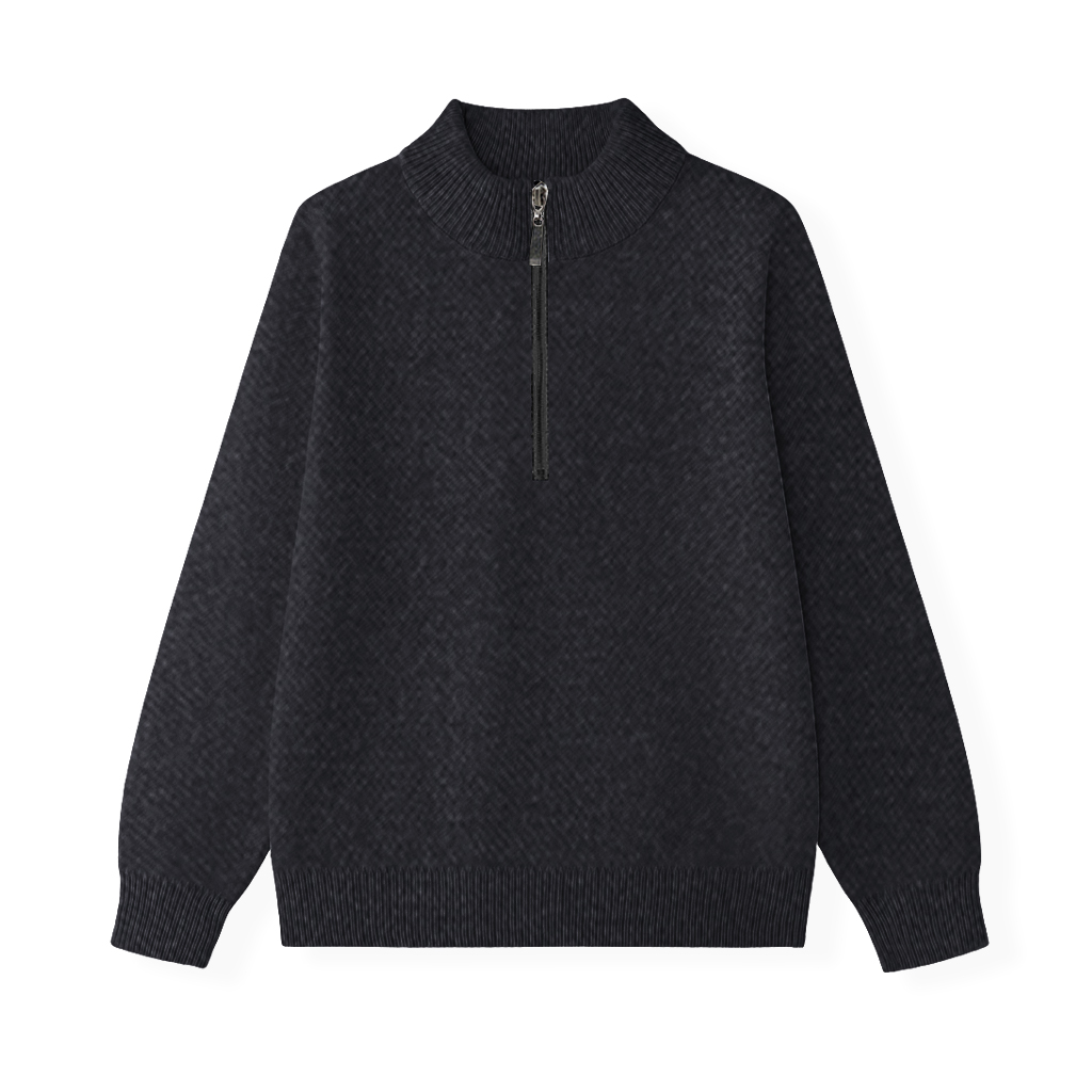 Charlie Fleece-Lined Knit Quarter Zip - AAAS0016-#0D0D0D.jpg
