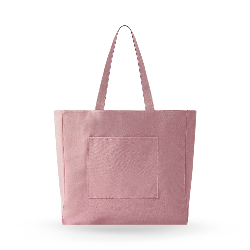 Large Double-sided Horizontal Tote Bag with Outer Pocket - AABT0007-#CB9E9B-17.jpg
