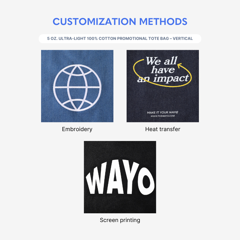 5 oz. Ultra-Light 100% Cotton Promotional Tote Bag - Vertical - Wayo Product Image