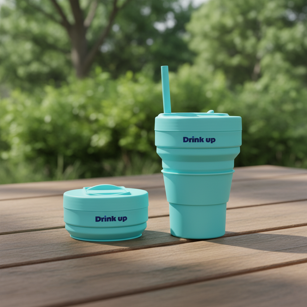 12 oz. Collapsible Silicone Coffee Cup with Straw - Solid Color - HLDM0014-lifestyle image-12 oz. Collapsible Silicone Coffee Cup with Straw - Solid Color.png
