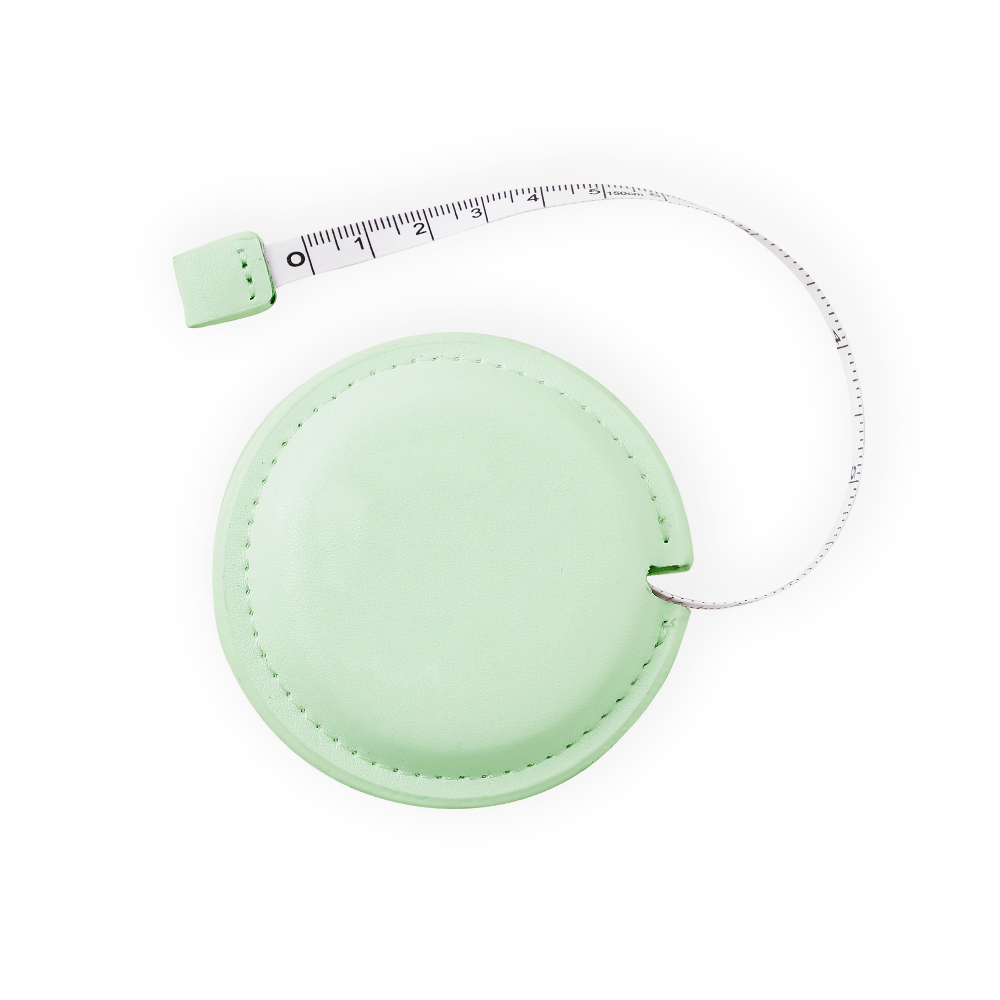 Mini Vegan Leather Round Retractable Tape Measure - 60" - OGOS0004-#D1F2CE-2.jpg