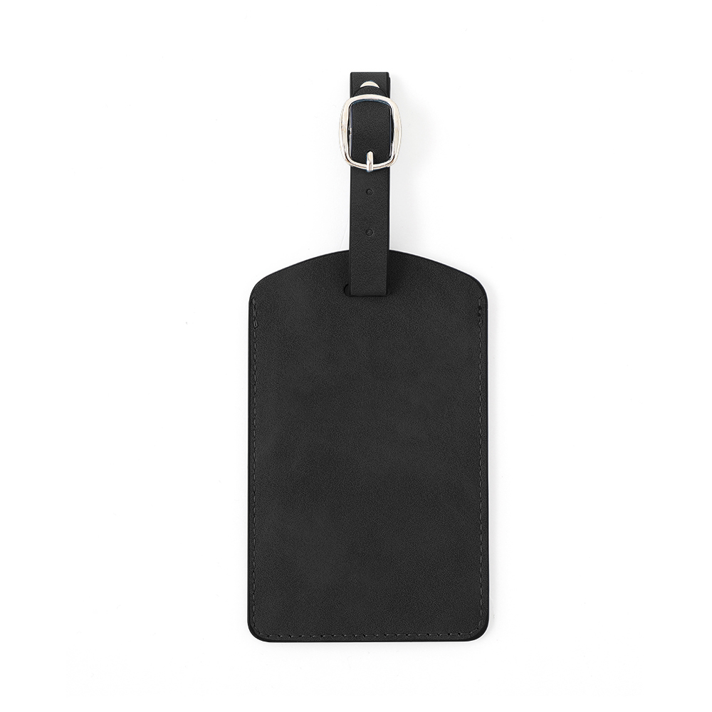 Classic Vegan Leather Luggage Tag with Buckle Strap - HLTT0002-#242424-1.jpg