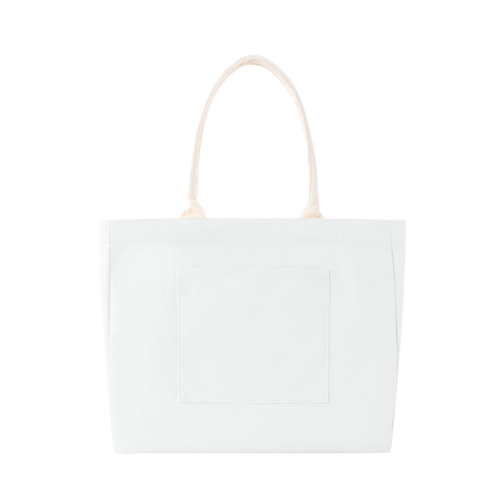 100% Cotton Canvas Tote Bag with Outer Pocket - AABT0001-#F5F7F6-2.png