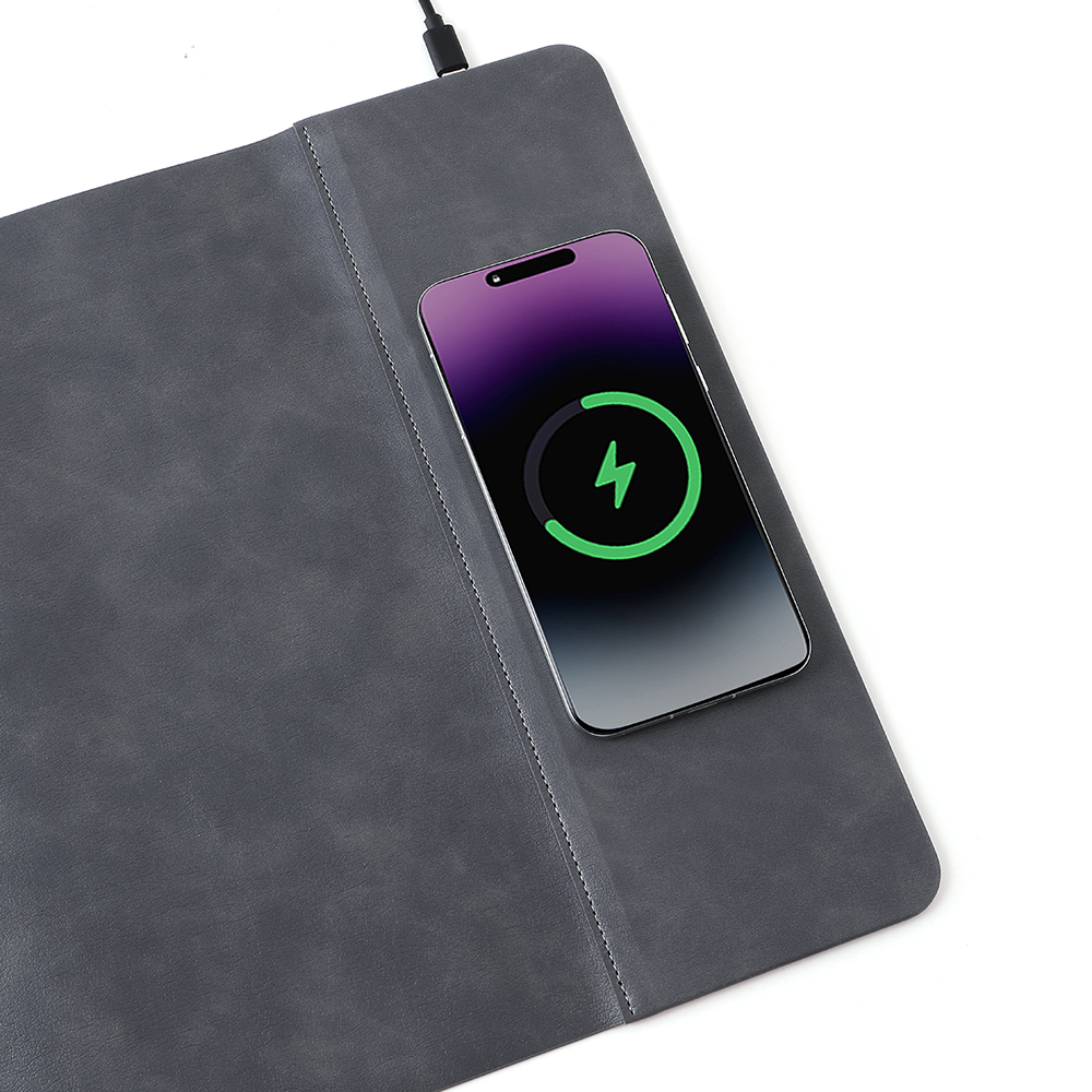 Wireless Charging Faux Leather Desk Mat (12 x 31") - OGOD0005-Wayo Sample-Scene.jpg