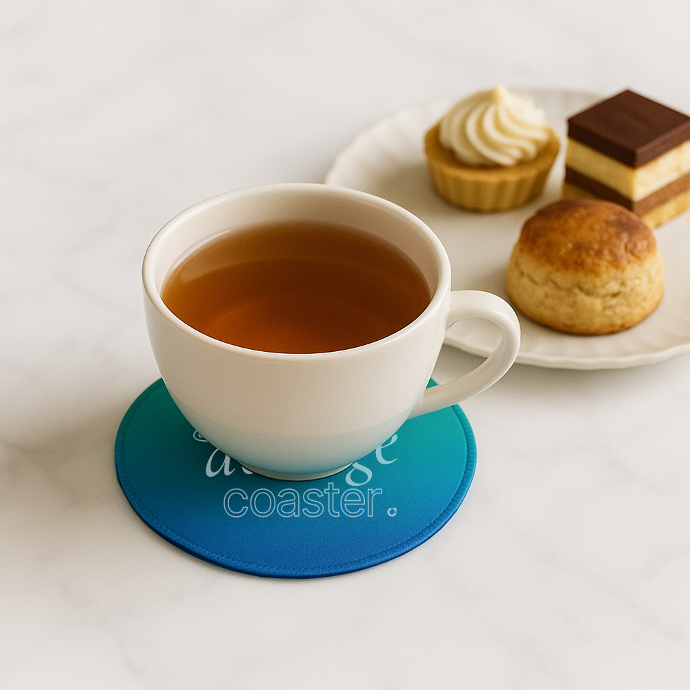 3.9" Fabric-Top Rubber Coaster - Round - HLTK0009-Wayo Sample-Scene.jpg