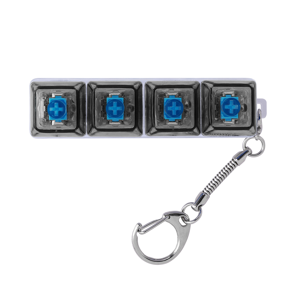 Light-Up Keyboard Keychain Fidget Toy - 4 Keys, Transparent - OGGT0021-#000000-1.jpg