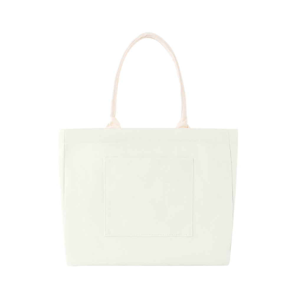 100% Cotton Canvas Tote Bag with Outer Pocket - AABT0001-#FAFAF2-9.png