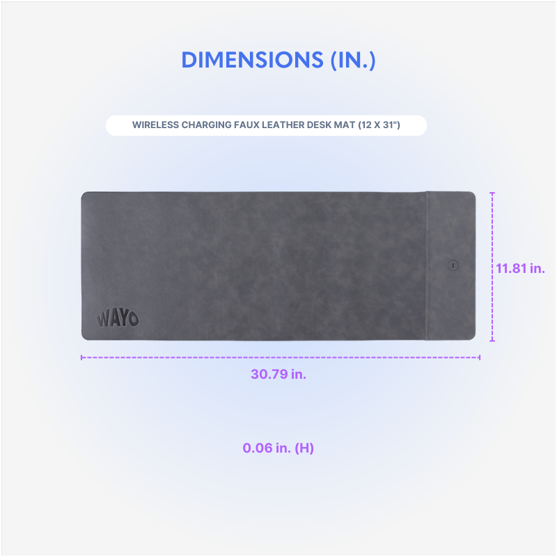 Wireless Charging Faux Leather Desk Mat (12 x 31") - OGOD0005-Dimensions.png