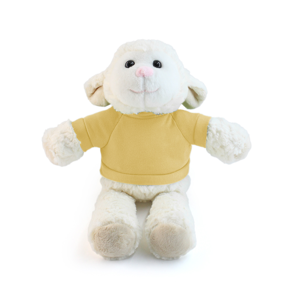 15" Fleece Friends Plush Toy - Sheep with Custom Shirt - OGGP0014-#F9DE7B-5.jpg