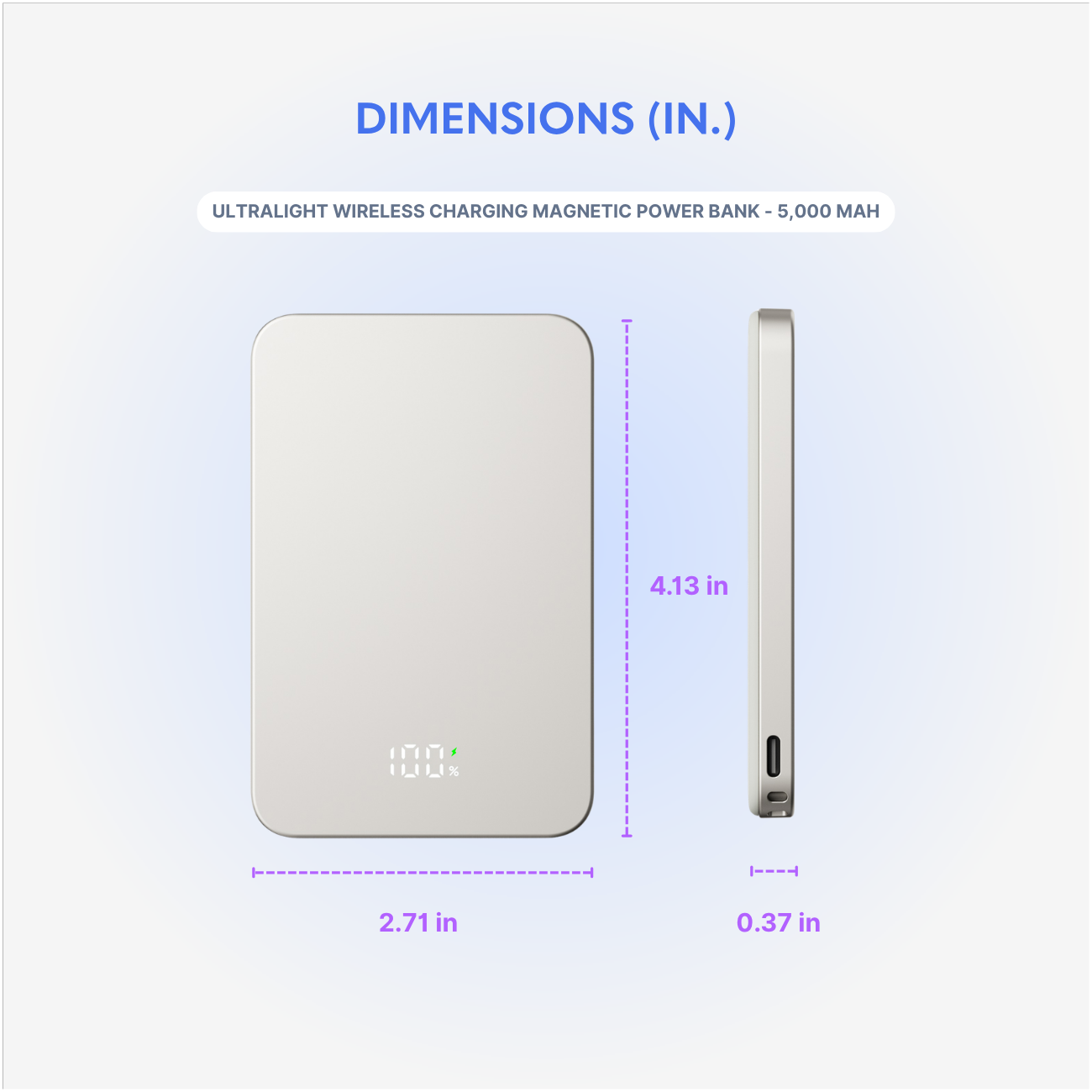 Ultralight Wireless Magnetic Power Bank -  LED Screen, 5,000 mAh - TETP0009-Size Chart.png
