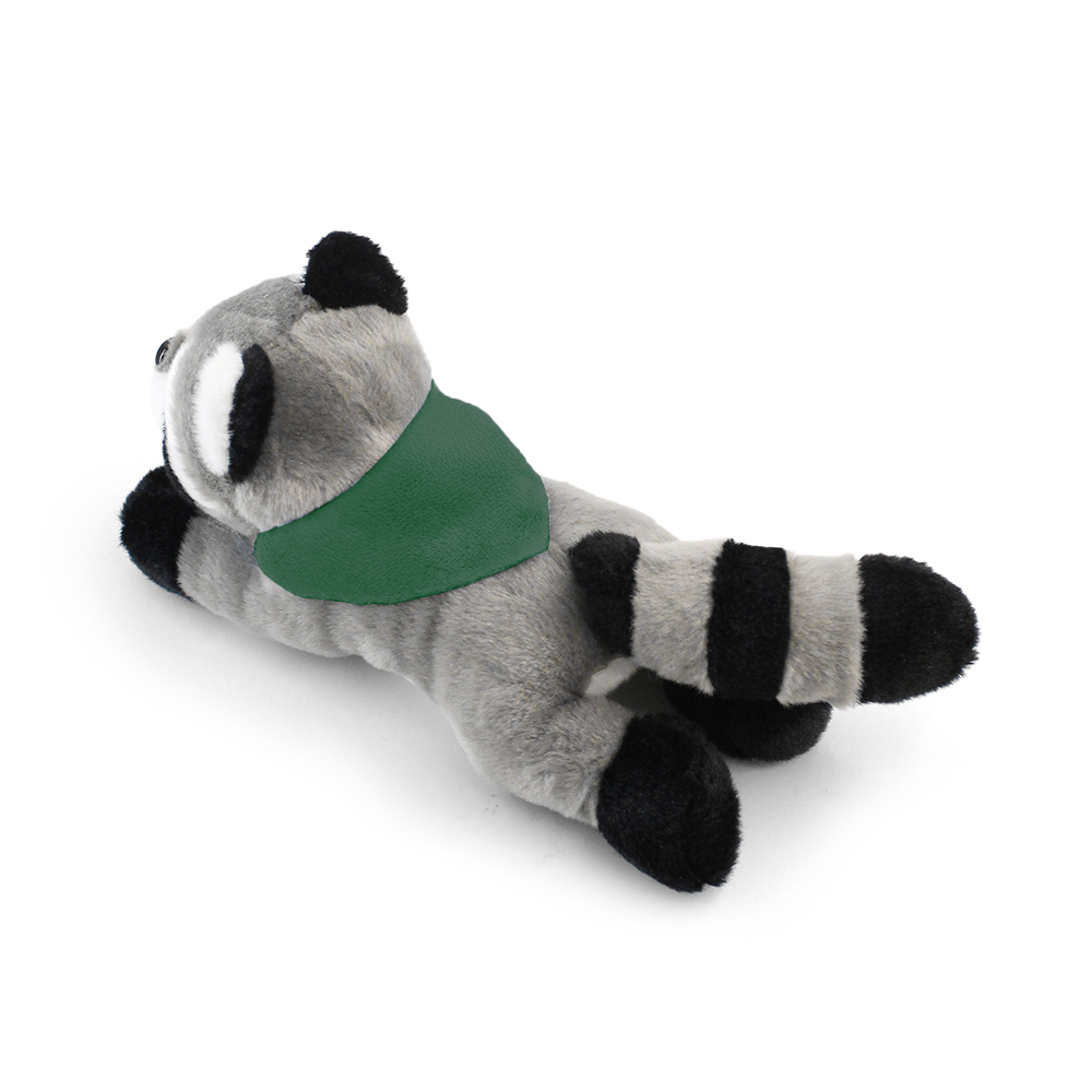 8.6“ Laying Down Plush Toy - Raccoon with Custom Bandana - OGGP0021-#0E4E30-6.jpg