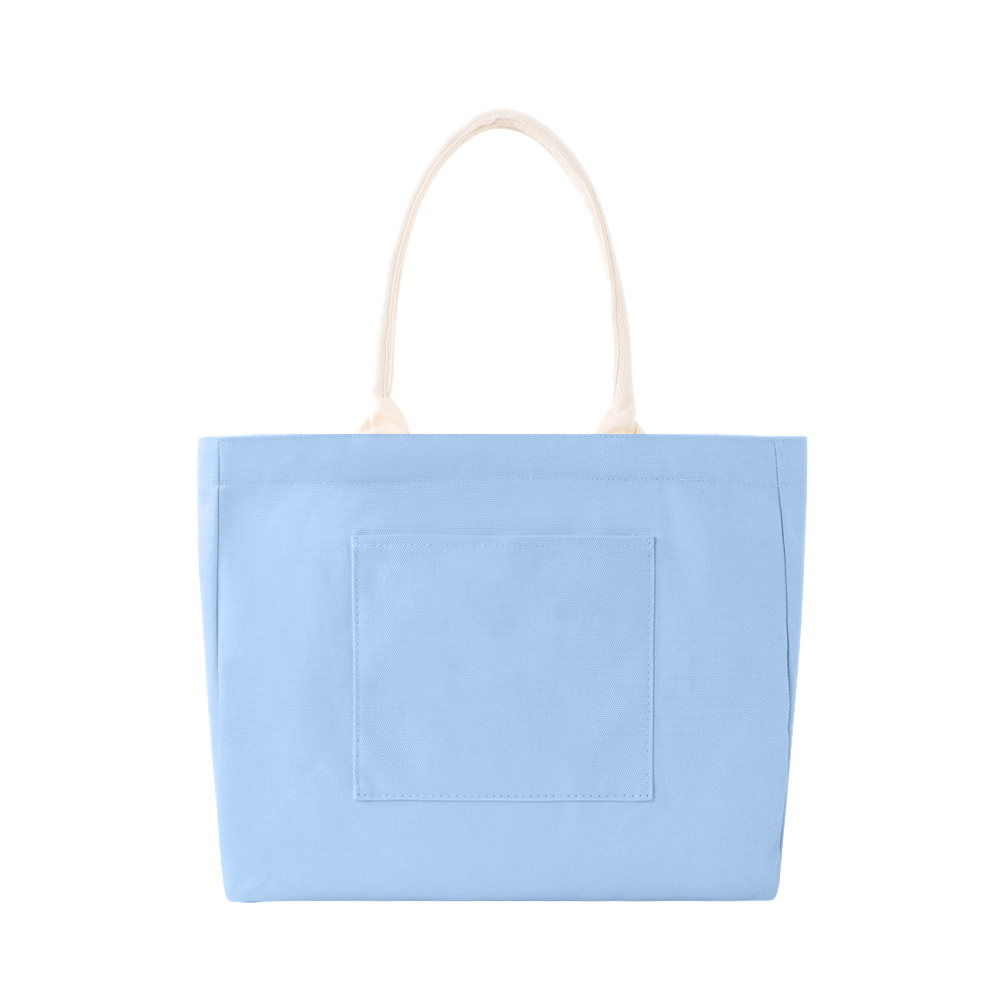100% Cotton Canvas Tote Bag with Outer Pocket - AABT0001-#ABC9EB-16.png