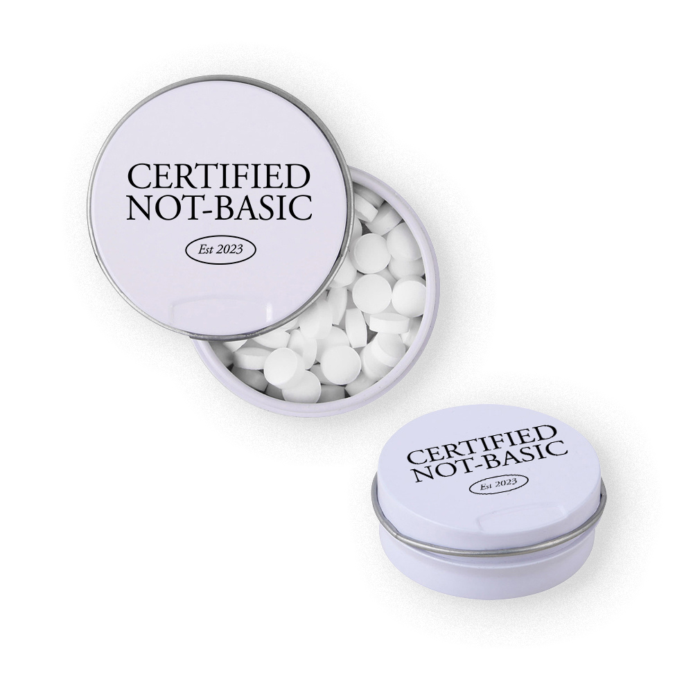 Sugar-Free Mints in Custom Round Tin - Peppermint - Wayo Product Image