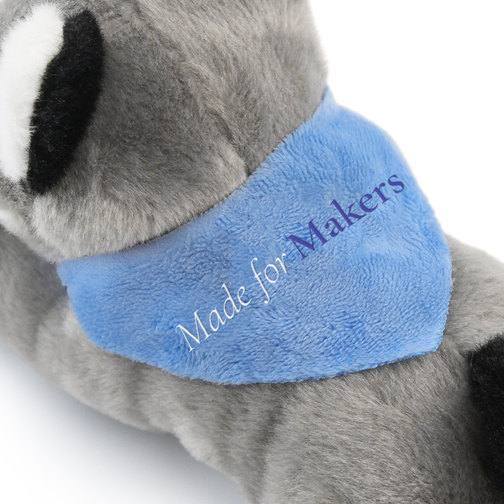 8.6“ Laying Down Plush Toy - Raccoon with Custom Bandana - OGGP0021-Wayo Sample-Details-2.jpg