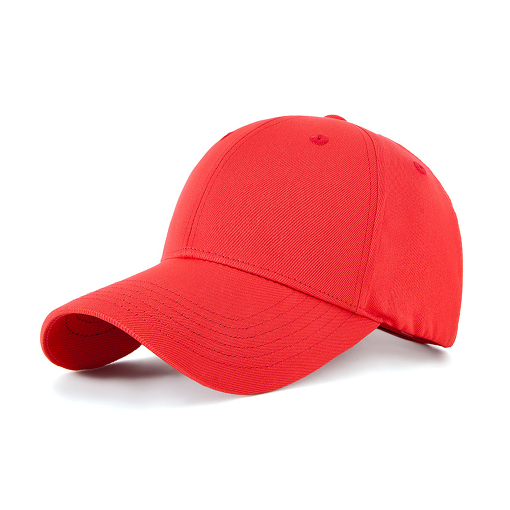 Basic Structured Baseball Cap - Polyester Blend - AAAH0022-#F63D42-4.jpg