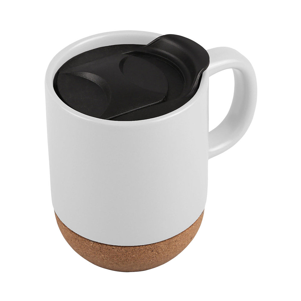 12 oz. Cork Bottom Ceramic Mug with Lid - Wayo Product Image