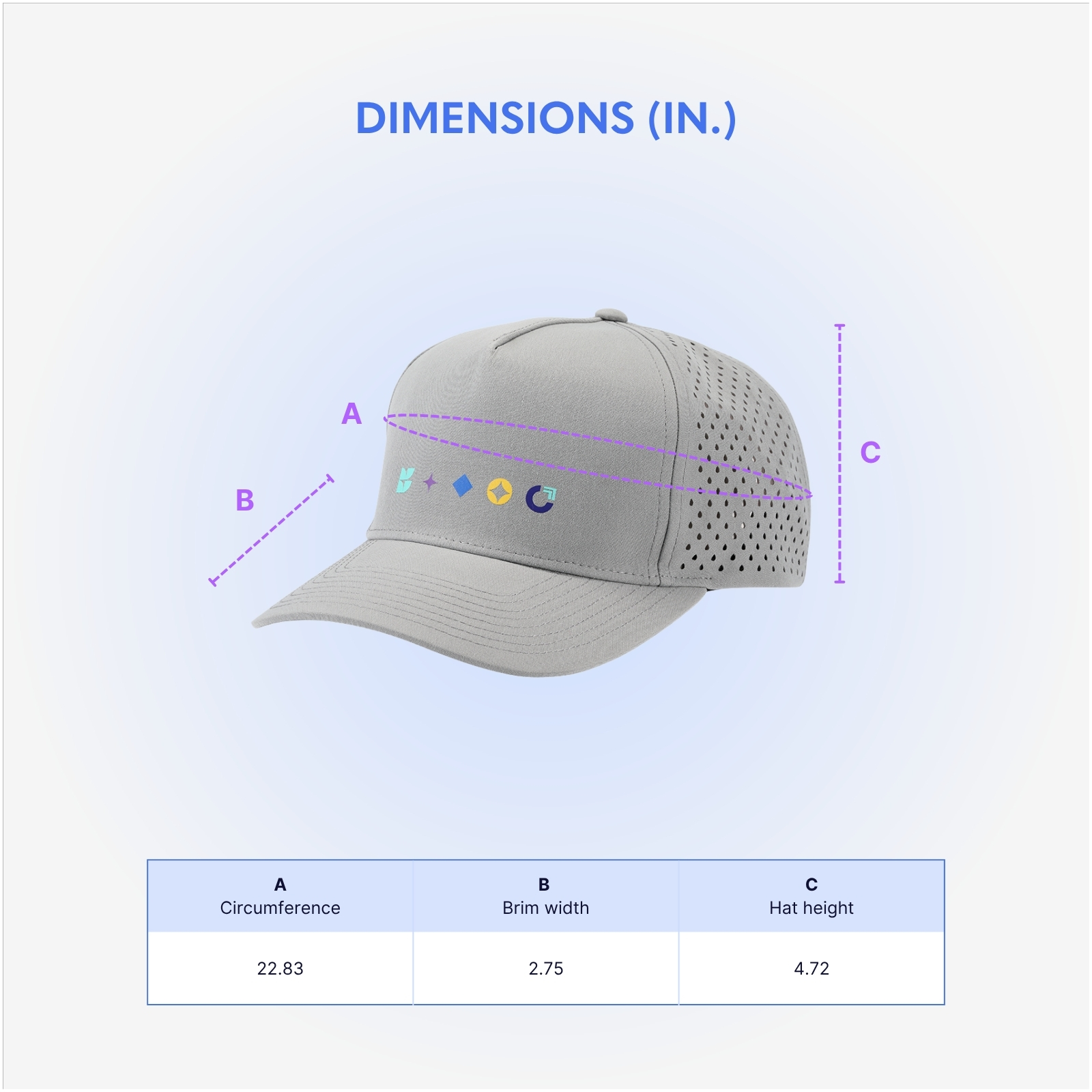 100% Recycled Baseball Cap with Mesh Back - AAAH0017-Dimensions.jpg