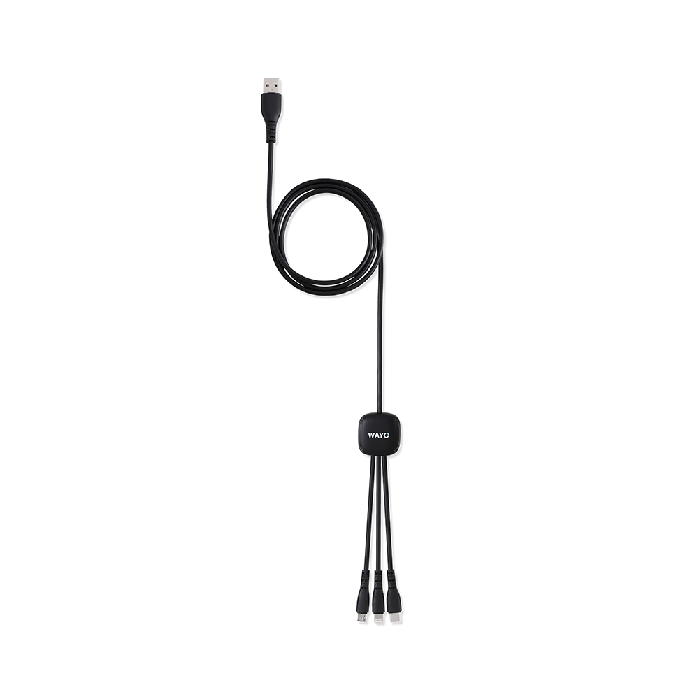 Extra-Long 3-in-1 Charging Cable with Light-Up Logo (47") - Wayo Product Image