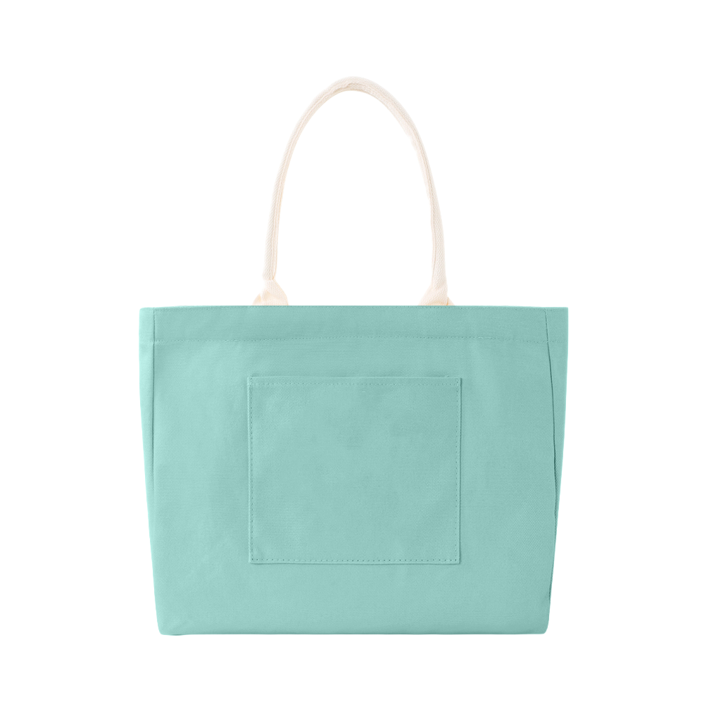100% Cotton Canvas Tote Bag with Outer Pocket - AABT0001-#90C3BC-12.png