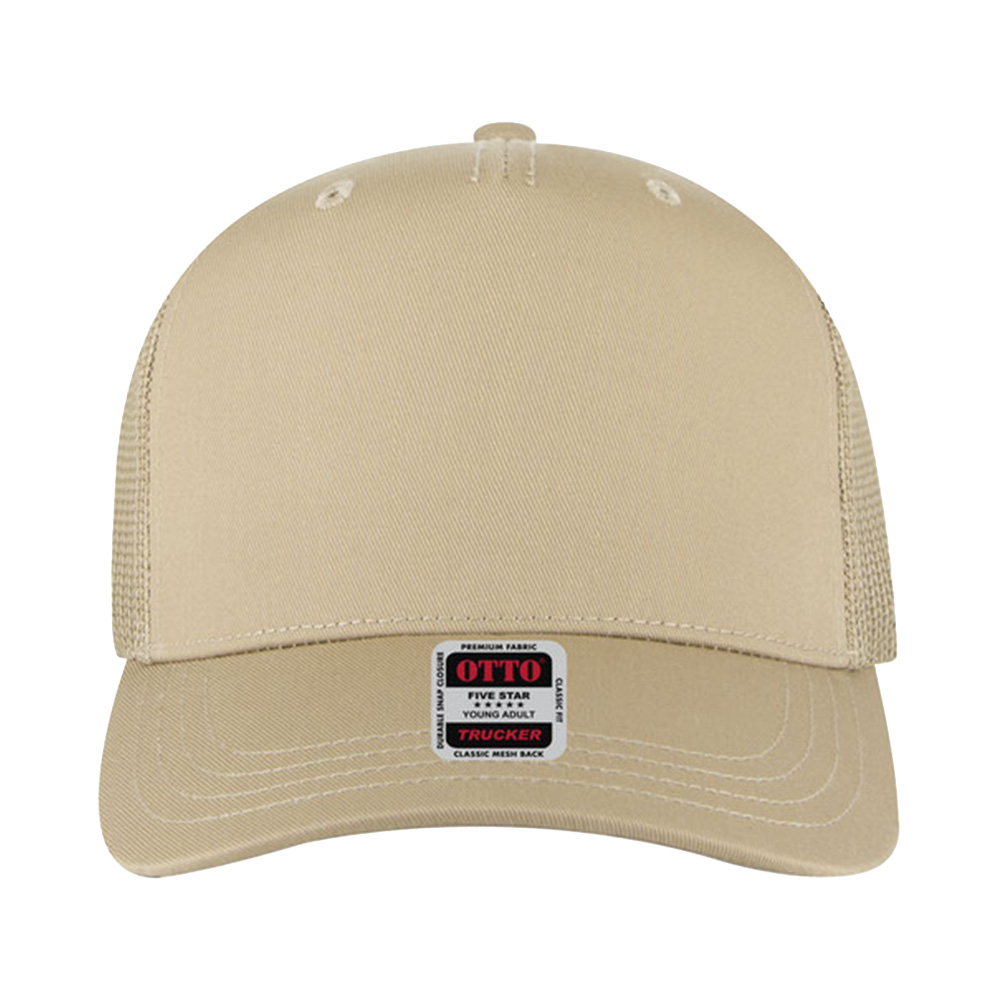 OTTO CAP® Trucker Hat with Mesh Back - Cotton Blend - AAAH0028-#bbaf90-5.jpg