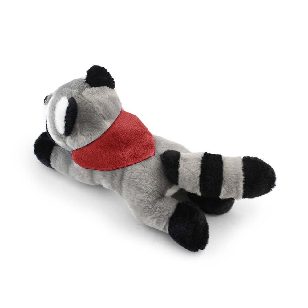 8.6“ Laying Down Plush Toy - Raccoon with Custom Bandana - OGGP0021-#C81324-4.jpg