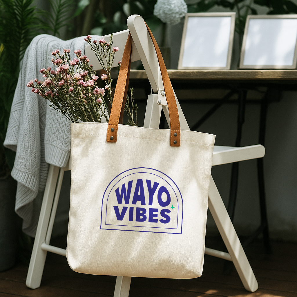 16 oz. Heavyweight Cotton Blend Tote Bag with Brown Handles and Inner Pocket - AABT0016-Lifestyle image.png