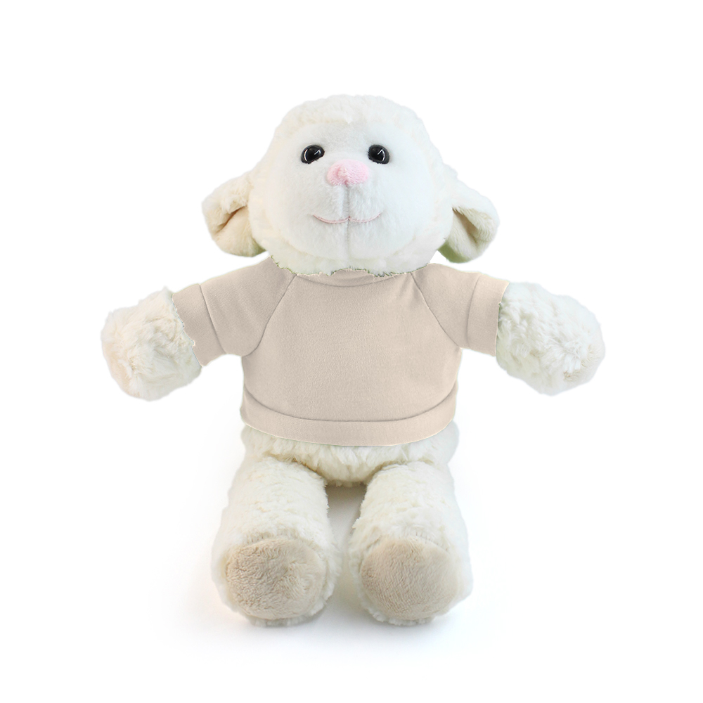 15" Fleece Friends Plush Toy - Sheep with Custom Shirt - OGGP0014-#F5E2CC-3.jpg