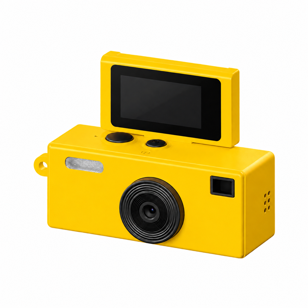 Mini Digital Camera Keychain with Flip-Up Screen - TETF0009-#ffd100-3.png