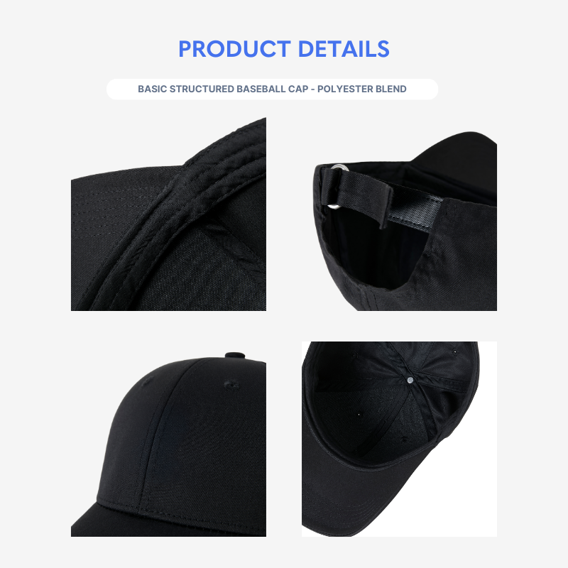 Basic Structured Baseball Cap - Polyester Blend - AAAH0022-Product Details.png