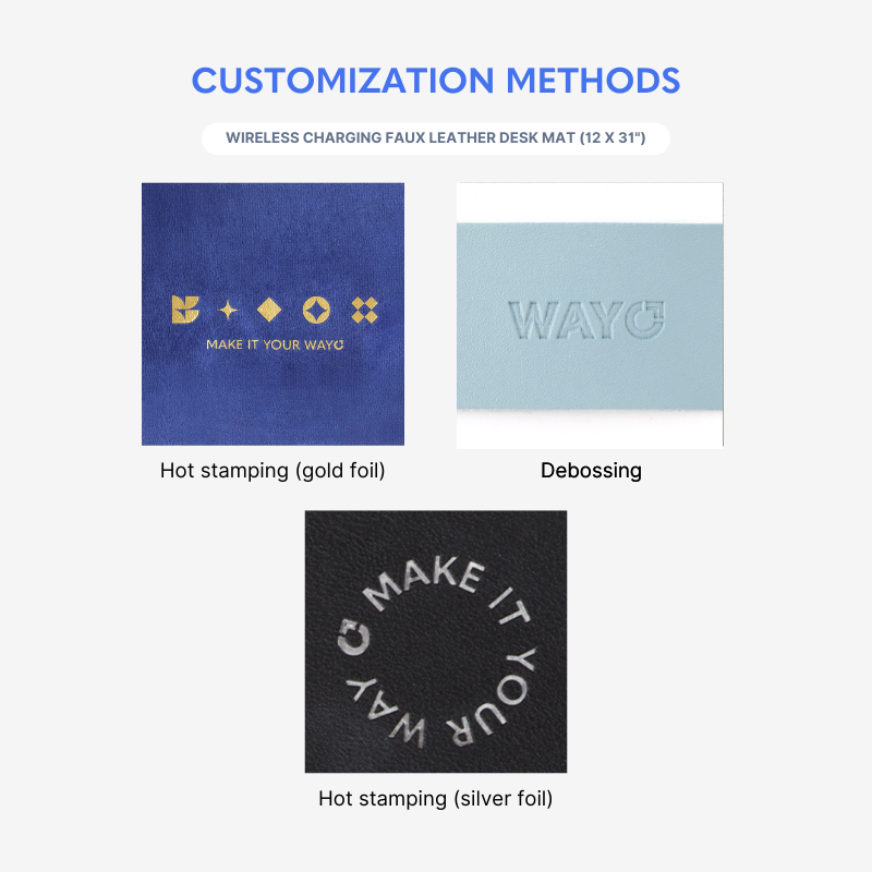 Wireless Charging Faux Leather Desk Mat (12 x 31") - Wayo Product Image