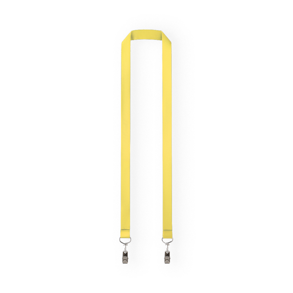 Woven Lanyard with Double Bulldog Clips - OGEE0004-#FFEC5C-7.jpg