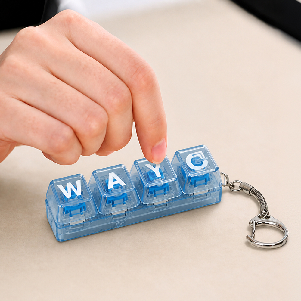 Light-Up Keyboard Keychain Fidget Toy - 4 Keys, Transparent - OGGT0021-Lifestyle image.jpg