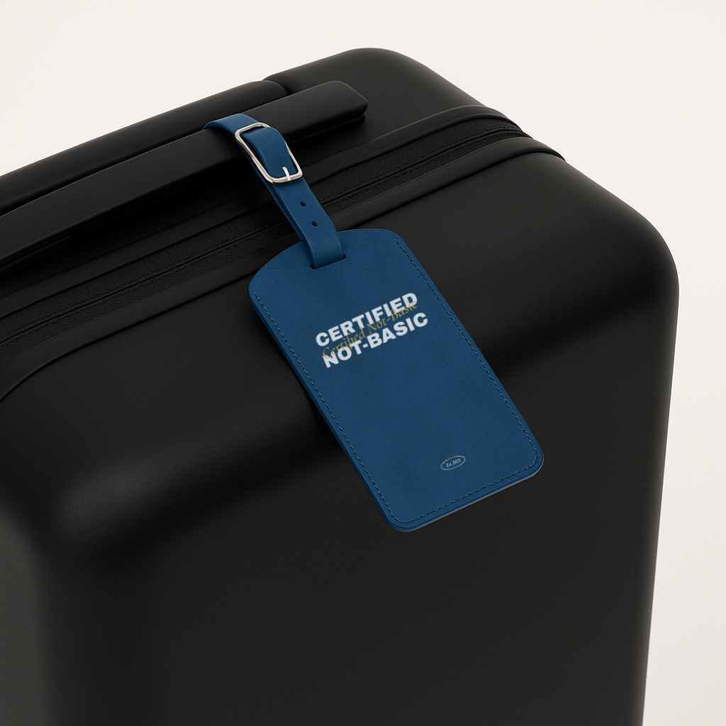 Classic Vegan Leather Luggage Tag with Buckle Strap - HLTT0002-Wayo Sample-Scene.jpg