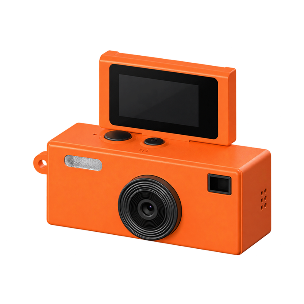 Mini Digital Camera Keychain with Flip-Up Screen - TETF0009-#ff671f-4.png
