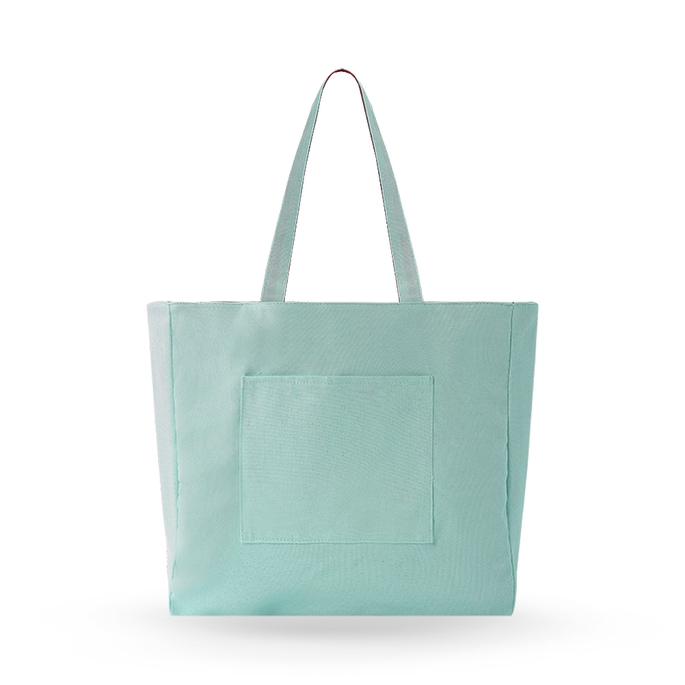 Large Double-sided Horizontal Tote Bag with Outer Pocket - AABT0007-#85B3A8-10.jpg