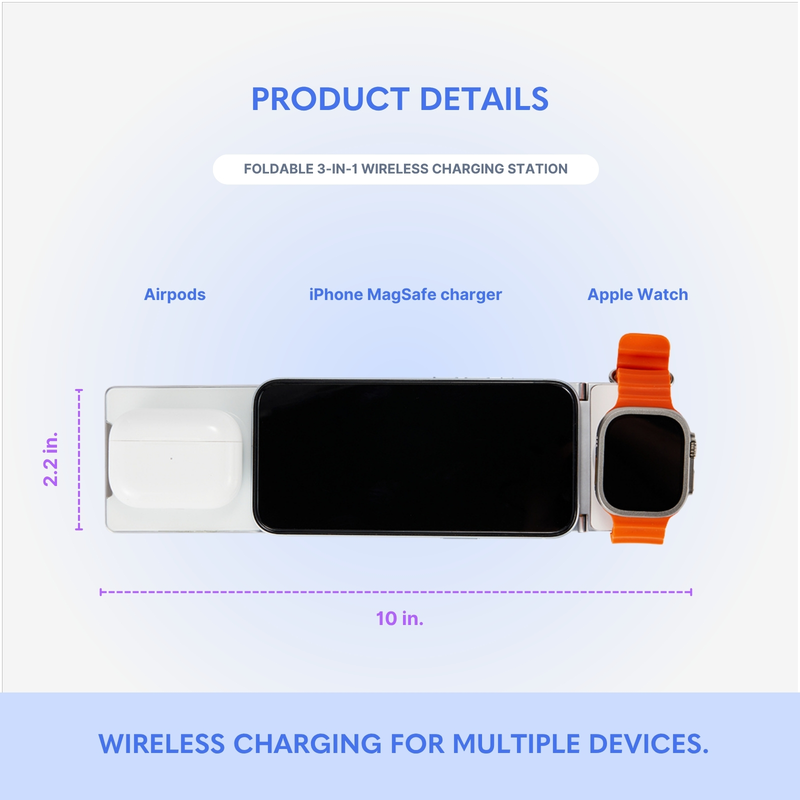 3-in-1 Foldable Wireless Apple Charging Station - Aluminum Alloy - Wayo Product Image